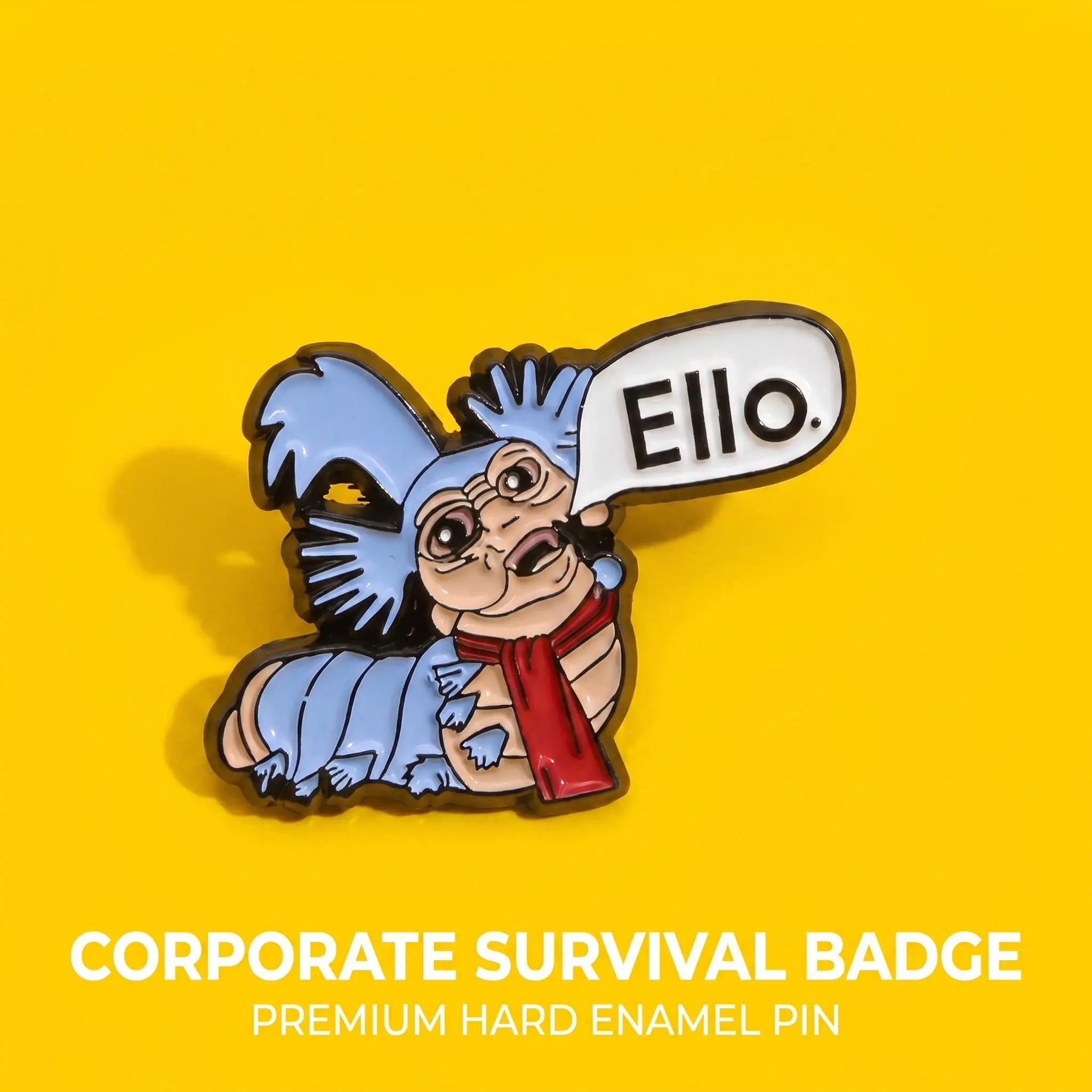 Ello Worm Enamel Pin | Funny Retro Labyrinth Movie Meme Lapel Pin