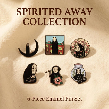 Spirited Away No-Face Enamel Pin Set | Funny Retro Studio Ghibli Anime 6-Piece Collection