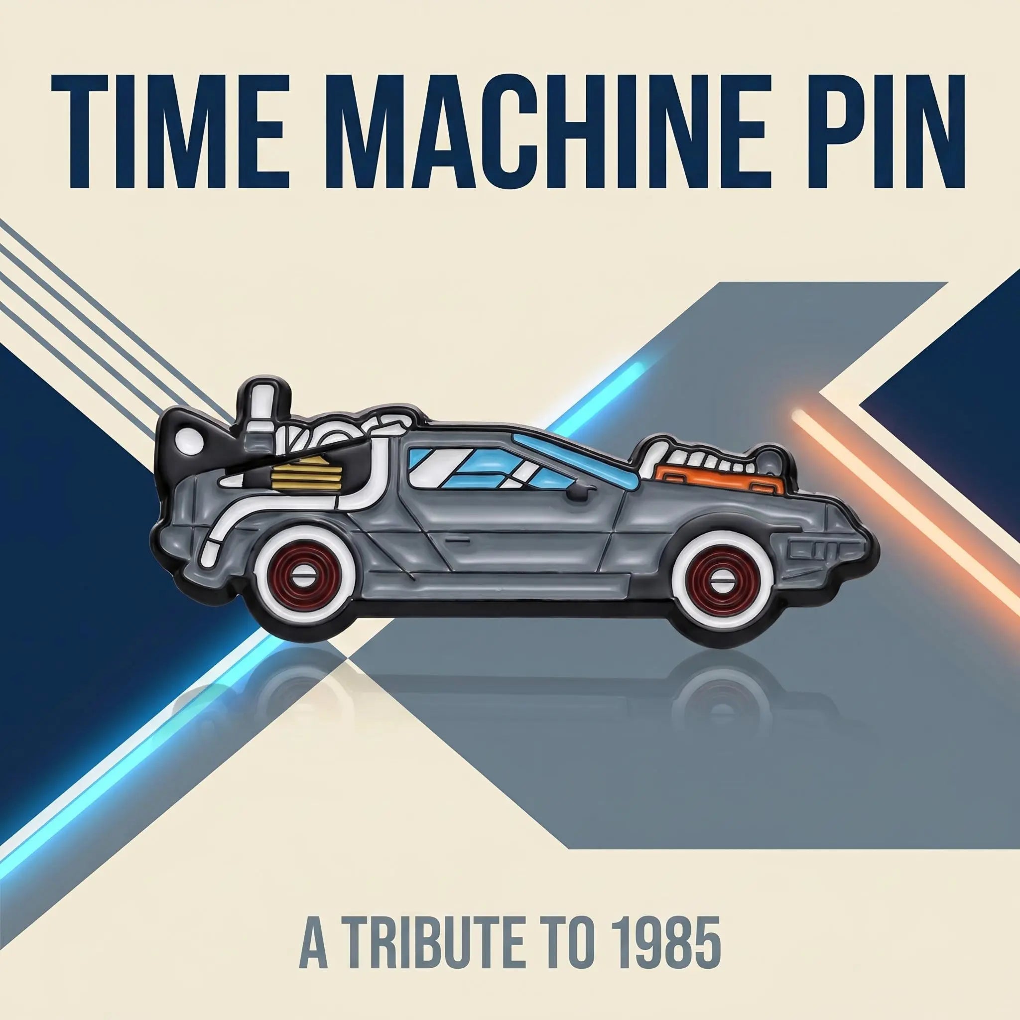 Vintage DeLorean Time Machine Enamel Pin | Retro Back to the Future Sci-Fi Movie Car Lapel Pin