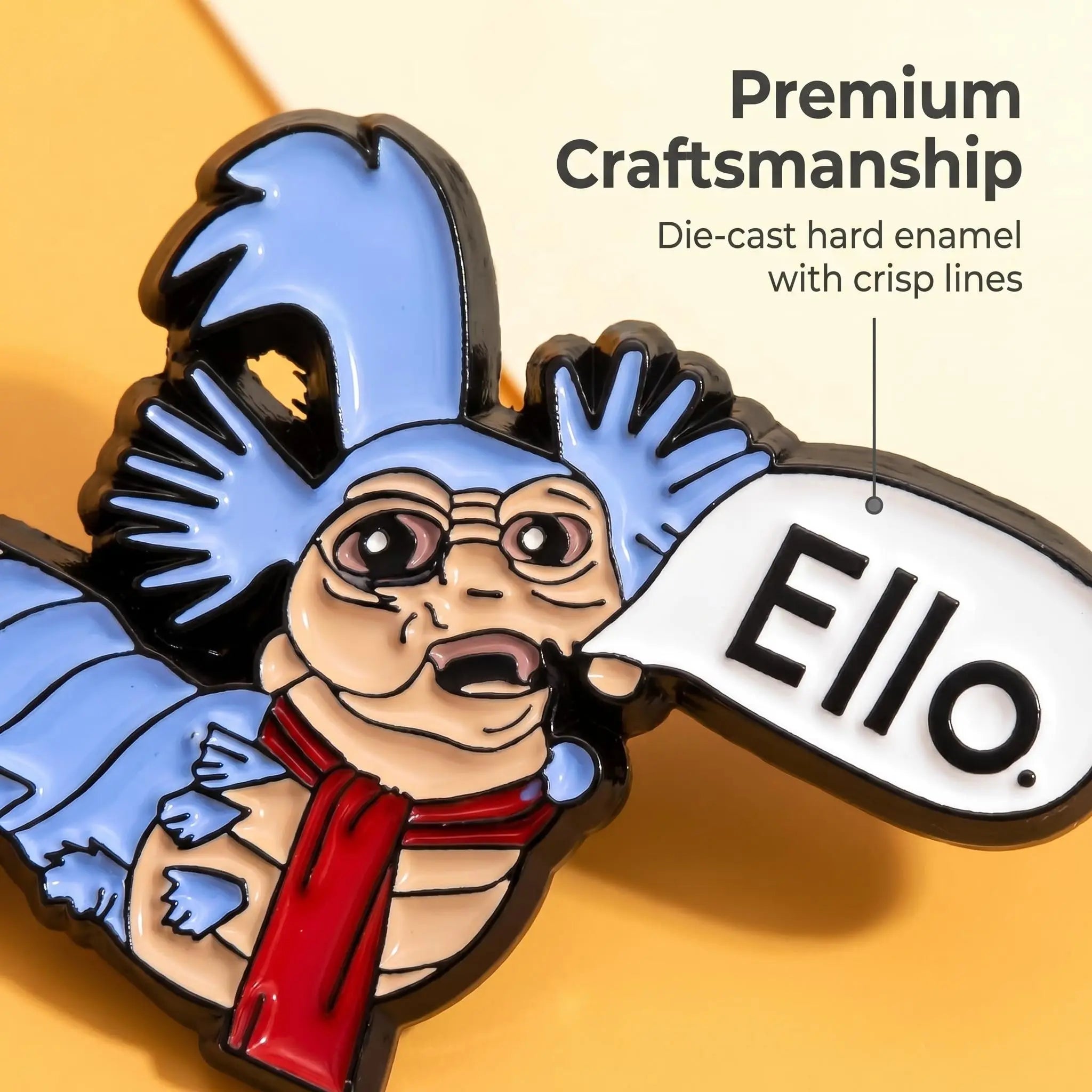 Ello Worm Enamel Pin | Funny Retro Labyrinth Movie Meme Lapel Pin
