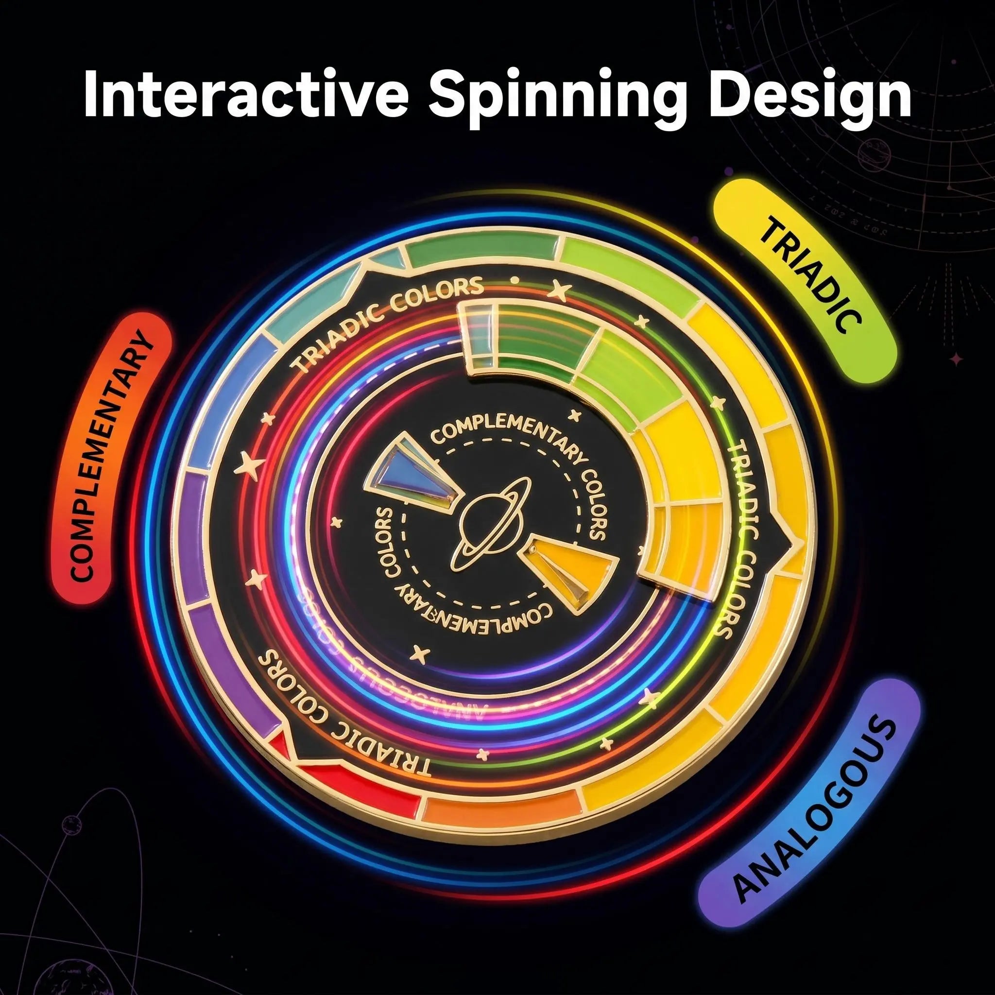 Rotating Artist Color Wheel Enamel Pin | Interactive Color Mixing Theory Alloy Badge