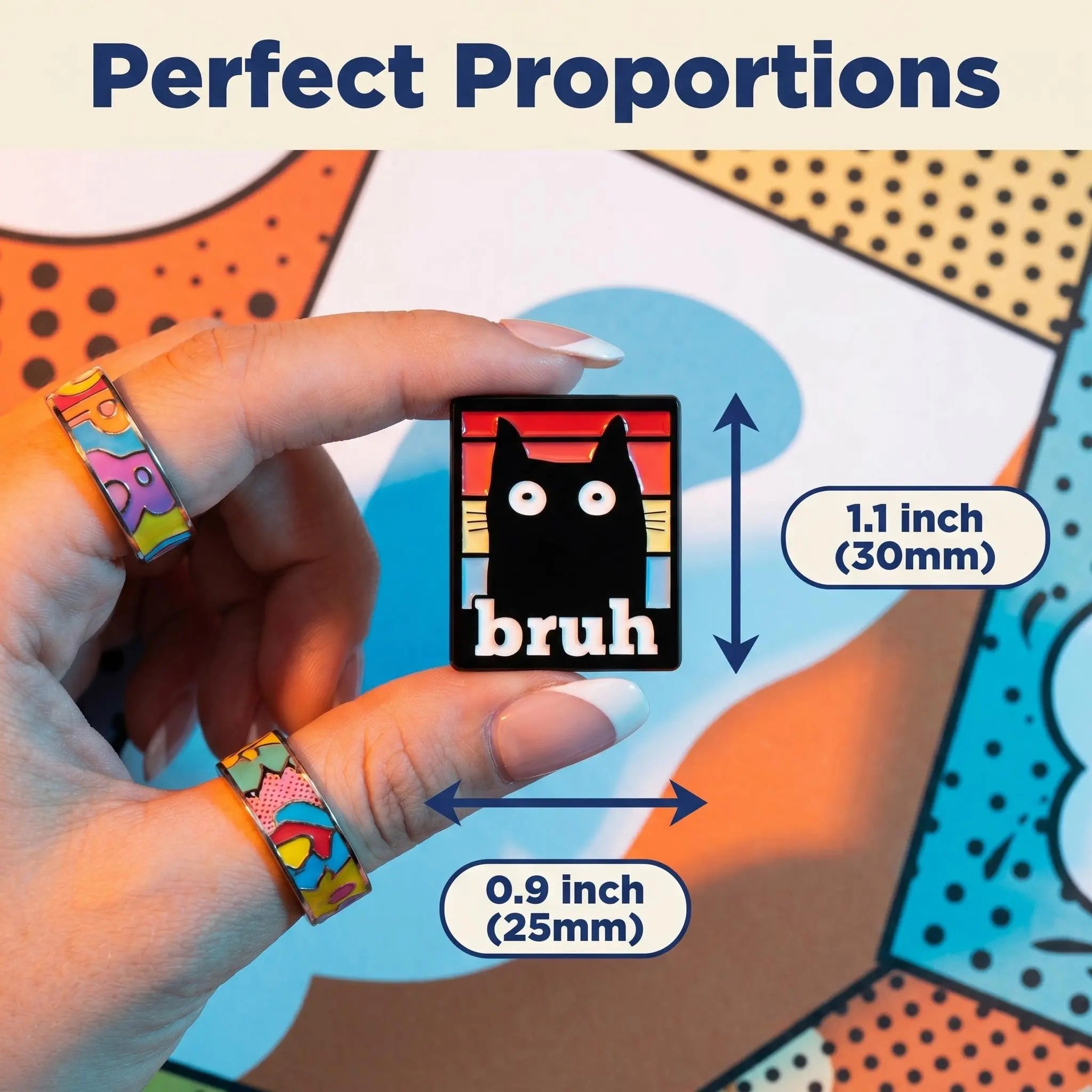 Bruh Black Cat Enamel Pin | Funny Retro Sunset Meme Lapel Pin