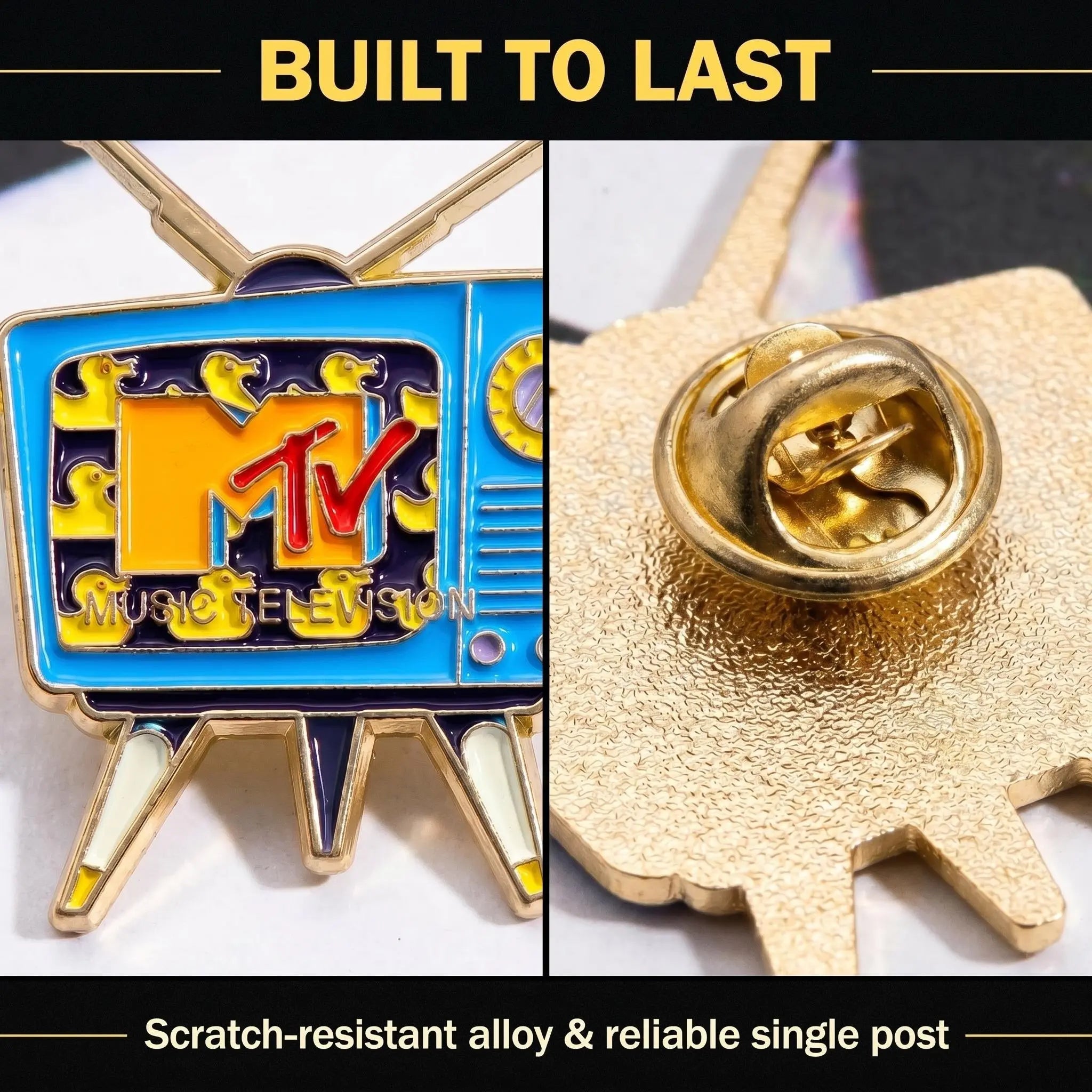 Vintage MTV Television Enamel Pin | Retro 80s 90s Music TV Culture Statement Lapel Pin