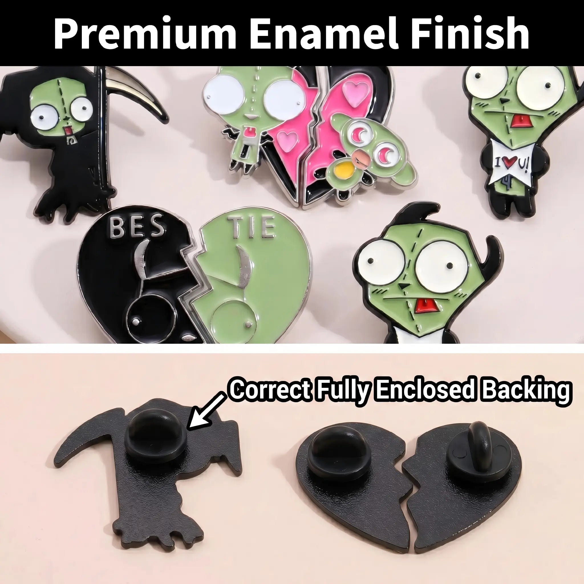 Invader Zim GIR Enamel Pin Set | Funny Cute Retro Cartoon 9-Piece Collection