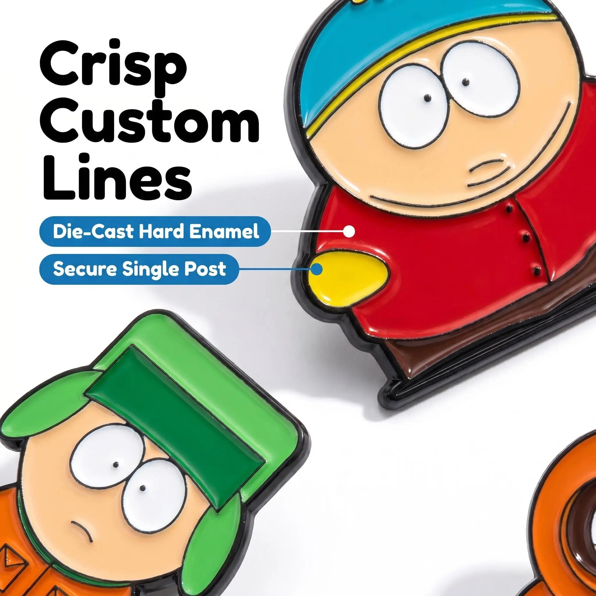 South Park Main Characters Enamel Pin Set | Funny Retro Cartoon 7-Piece Collection