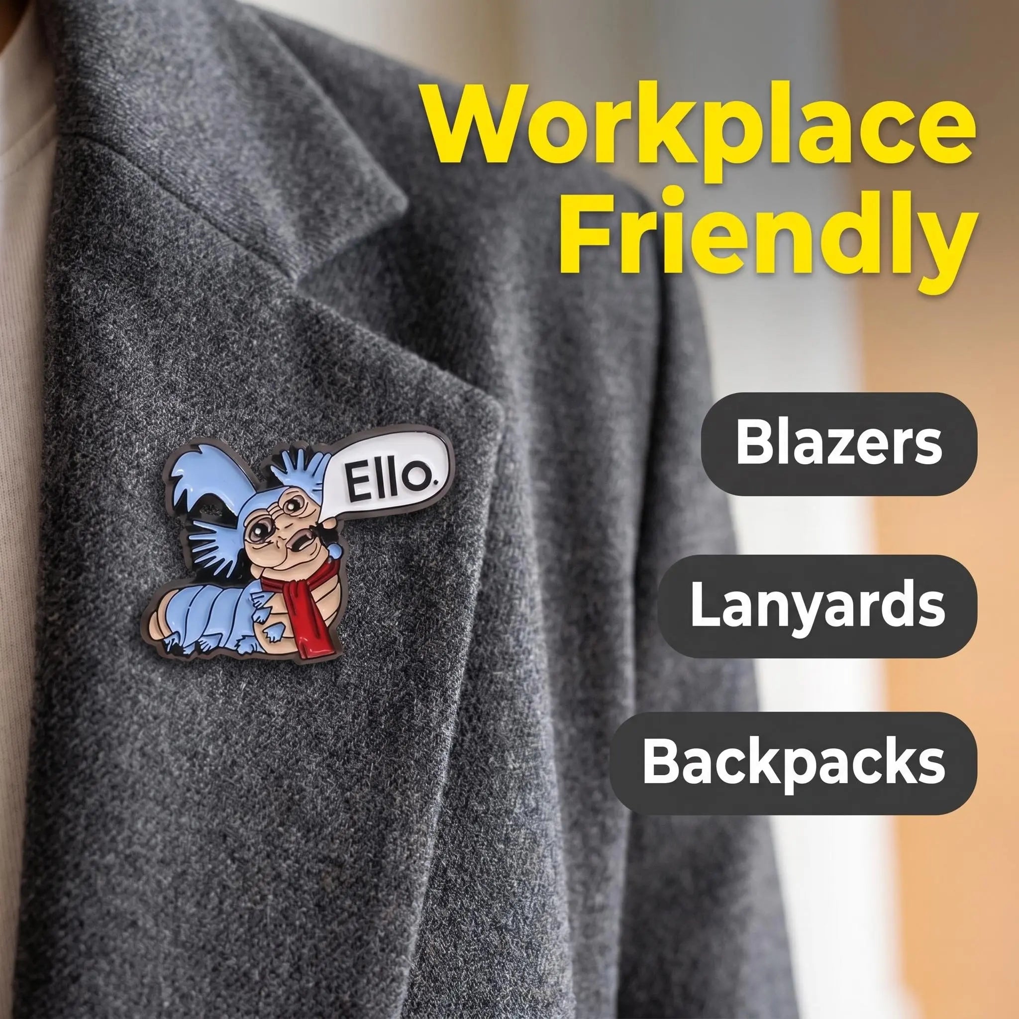 Ello Worm Enamel Pin | Funny Retro Labyrinth Movie Meme Lapel Pin