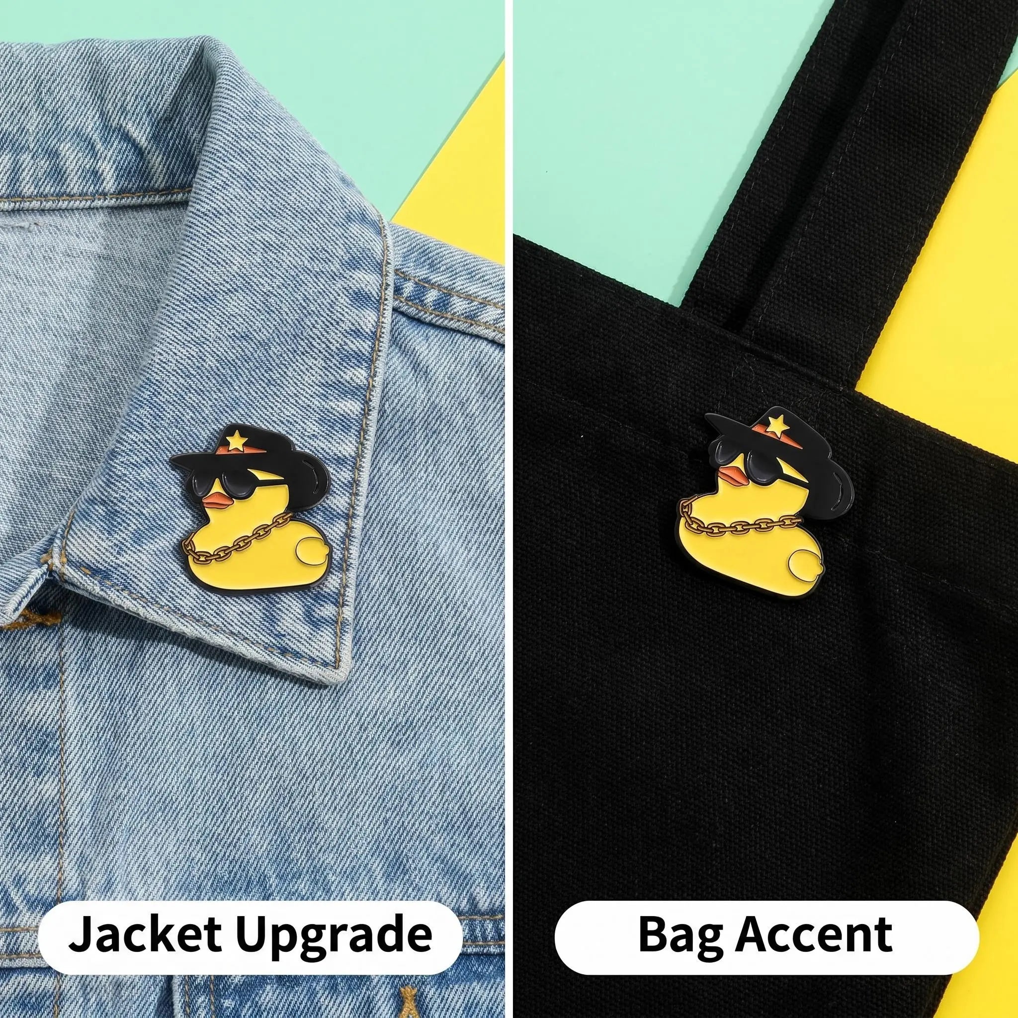 Cool Gangster Rubber Duck Enamel Pin Set | Funny Sarcastic Cowboy Propeller Duckling Multi-Piece Combo Pack