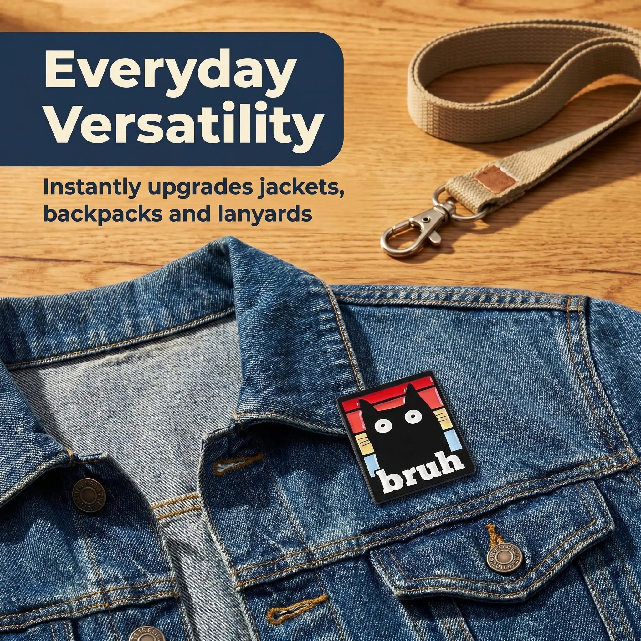 Bruh Black Cat Enamel Pin | Funny Retro Sunset Meme Lapel Pin