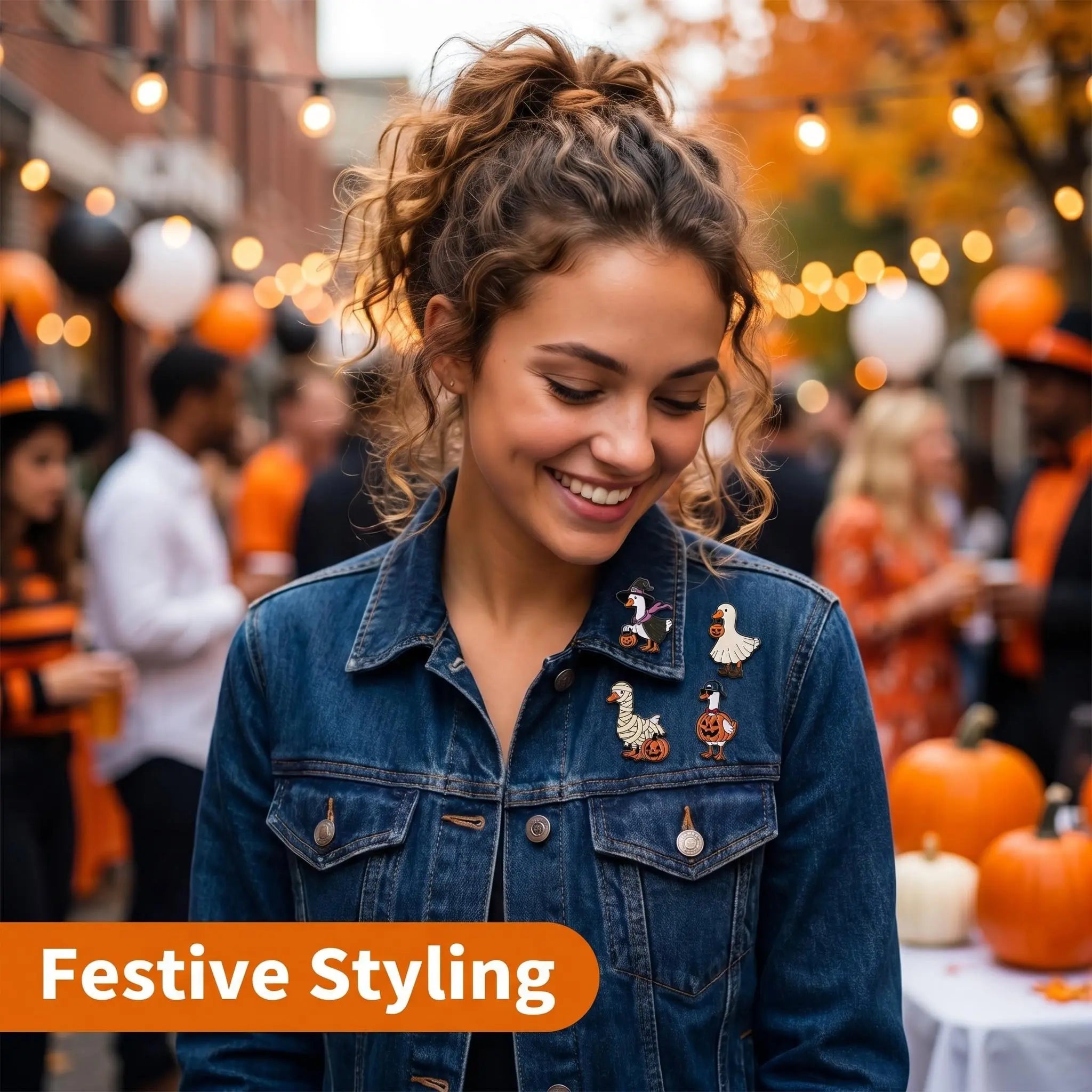 Halloween Goose Costume Enamel Pin Set | Cute Spooky Animal Meme 4-Piece Collection