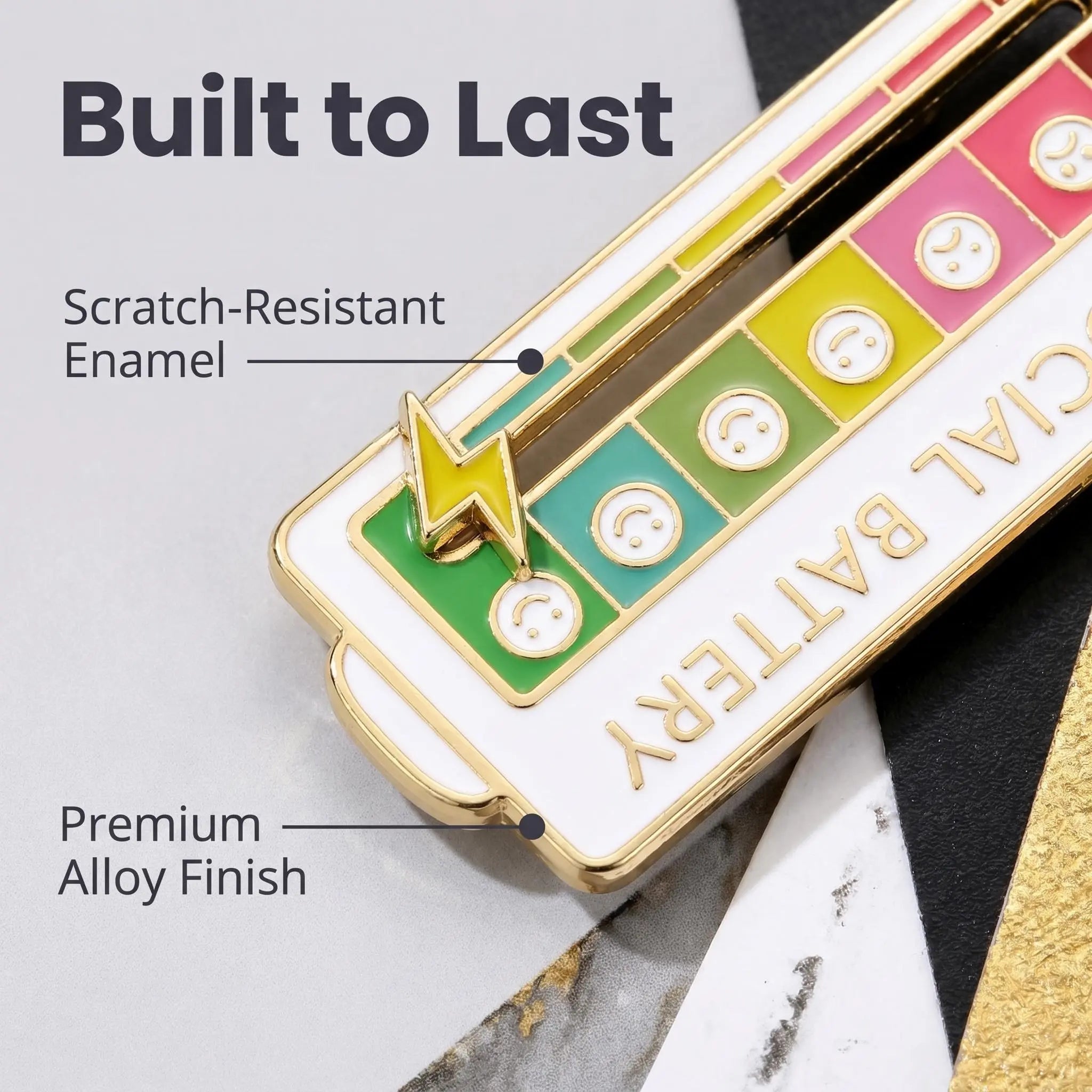 Interactive Sliding Social Battery Enamel Pin | Funny Introvert Office Humor Alloy Lapel Pin