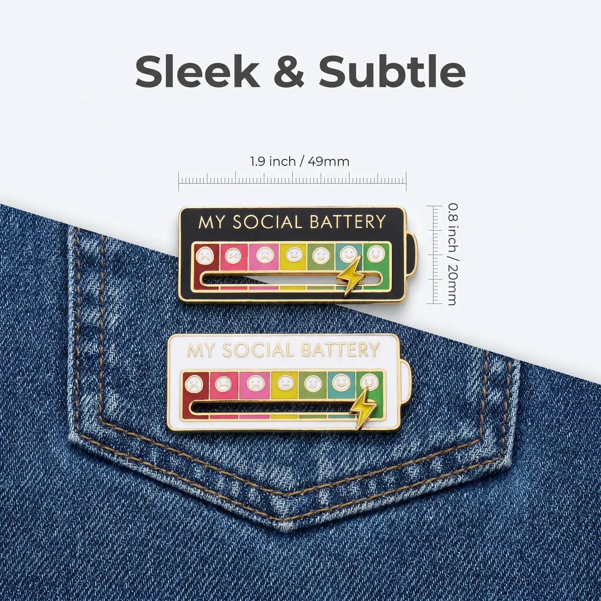 Interactive Sliding Social Battery Enamel Pin | Funny Introvert Office Humor Alloy Lapel Pin