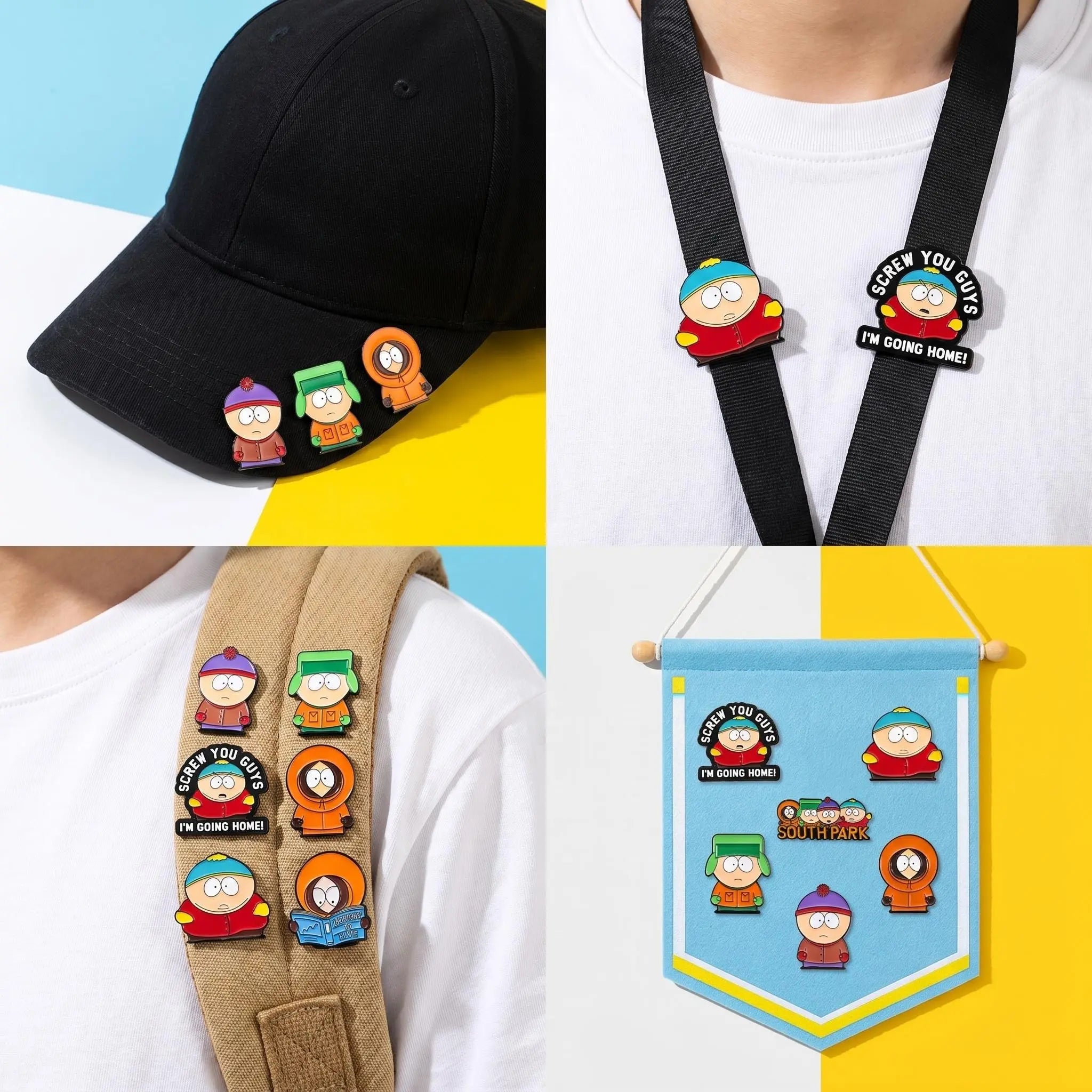 South Park Main Characters Enamel Pin Set | Funny Retro Cartoon 7-Piece Collection