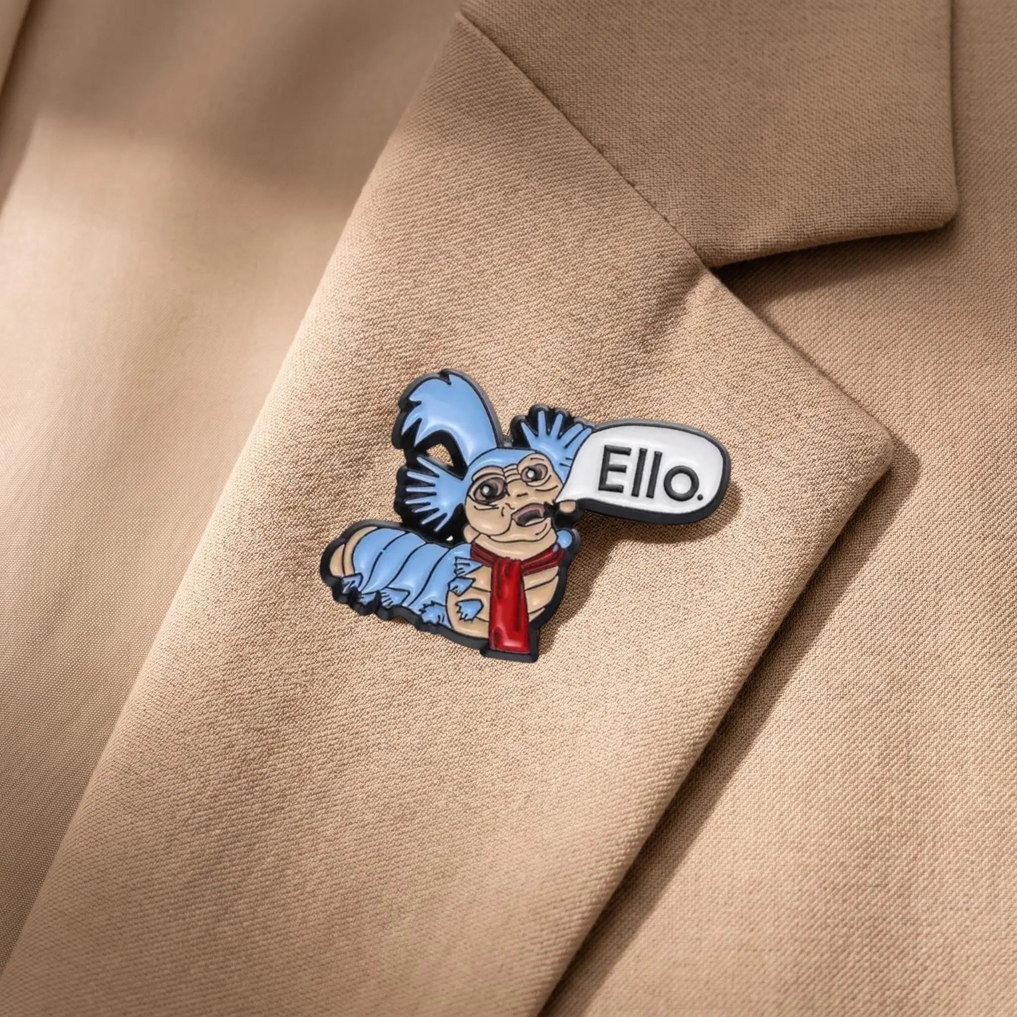 Ello Worm Enamel Pin | Funny Retro Labyrinth Movie Meme Lapel Pin