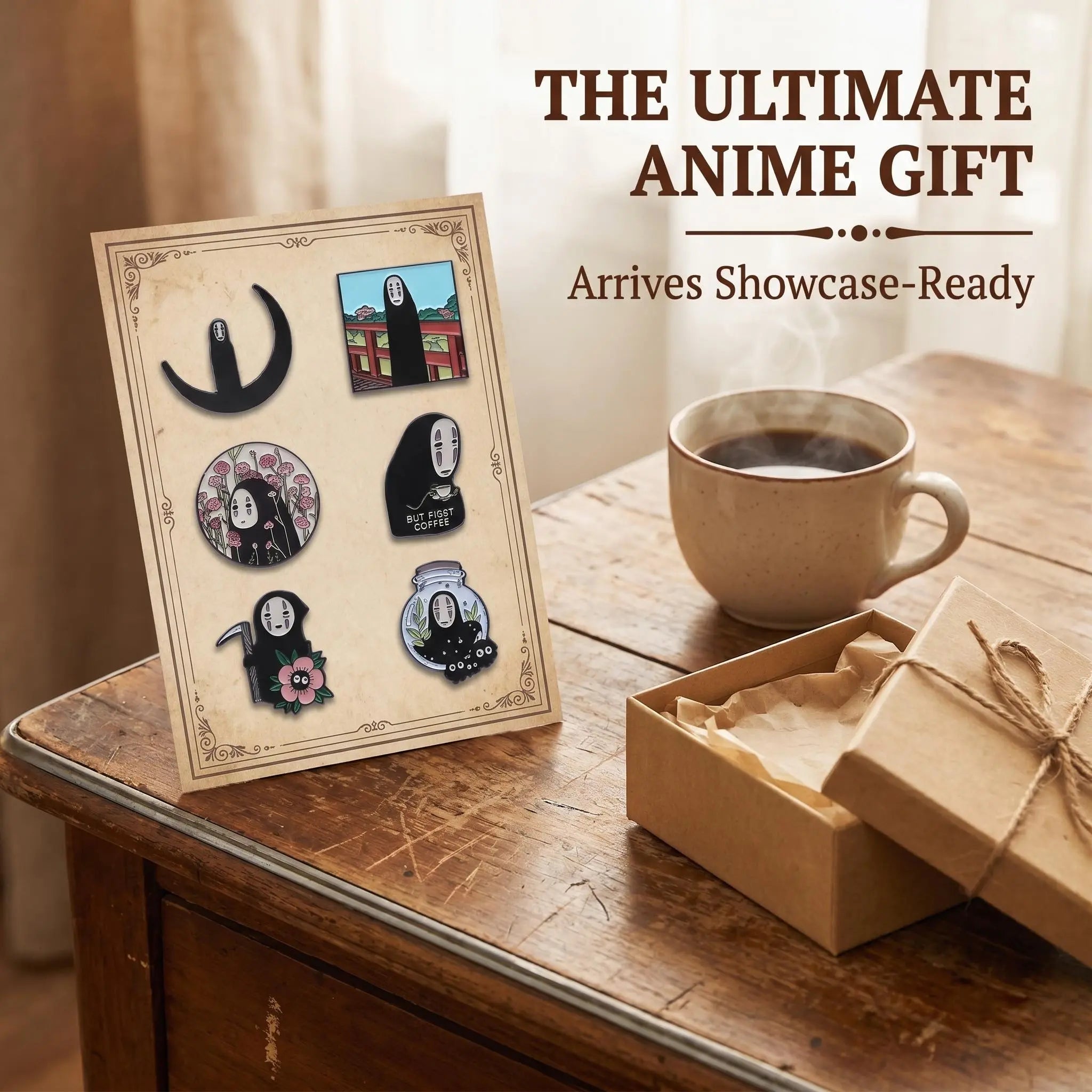Spirited Away No-Face Enamel Pin Set | Funny Retro Studio Ghibli Anime 6-Piece Collection