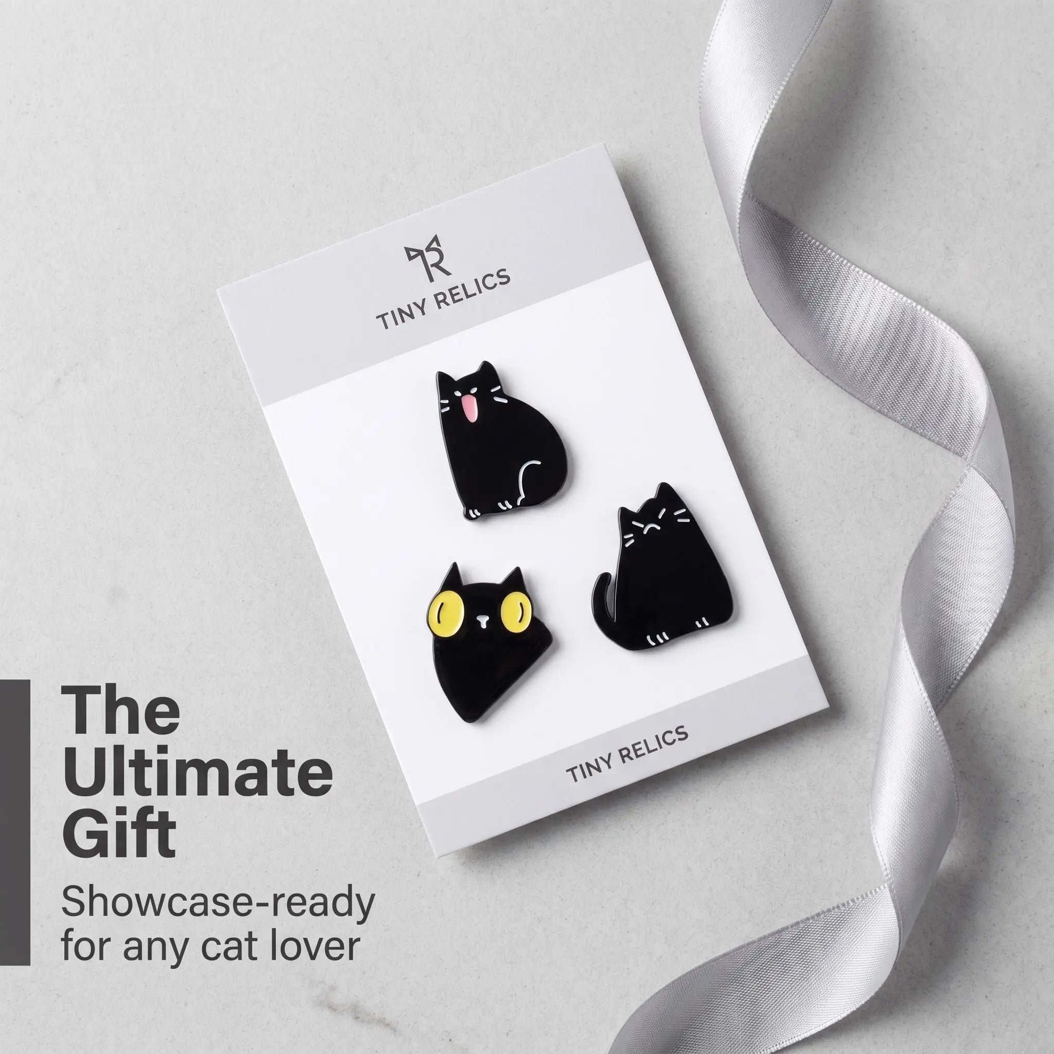 Funny Black Cat Expressions Enamel Pin Set | Cute Spooky Cat Meme 3-Piece Collection