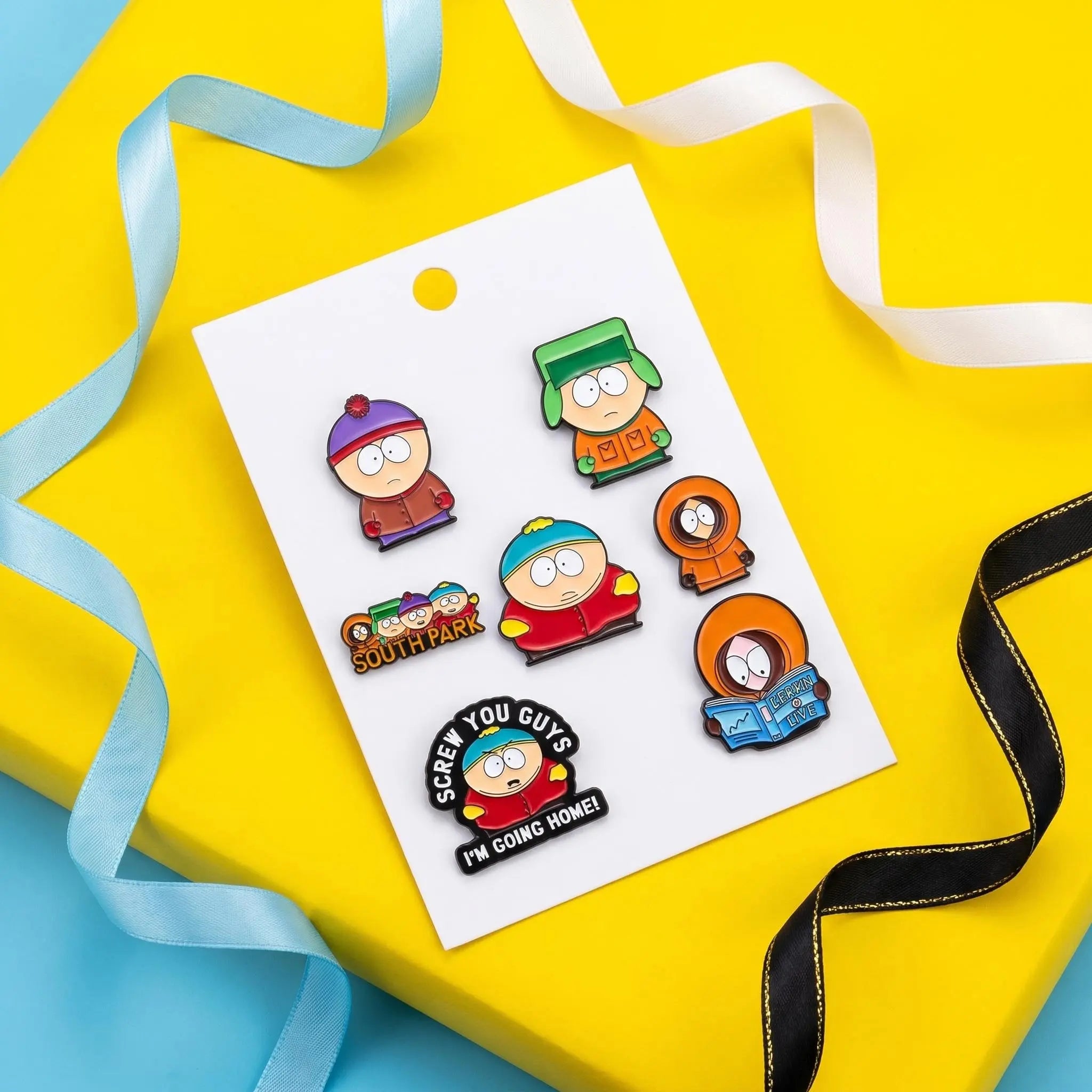 South Park Main Characters Enamel Pin Set | Funny Retro Cartoon 7-Piece Collection
