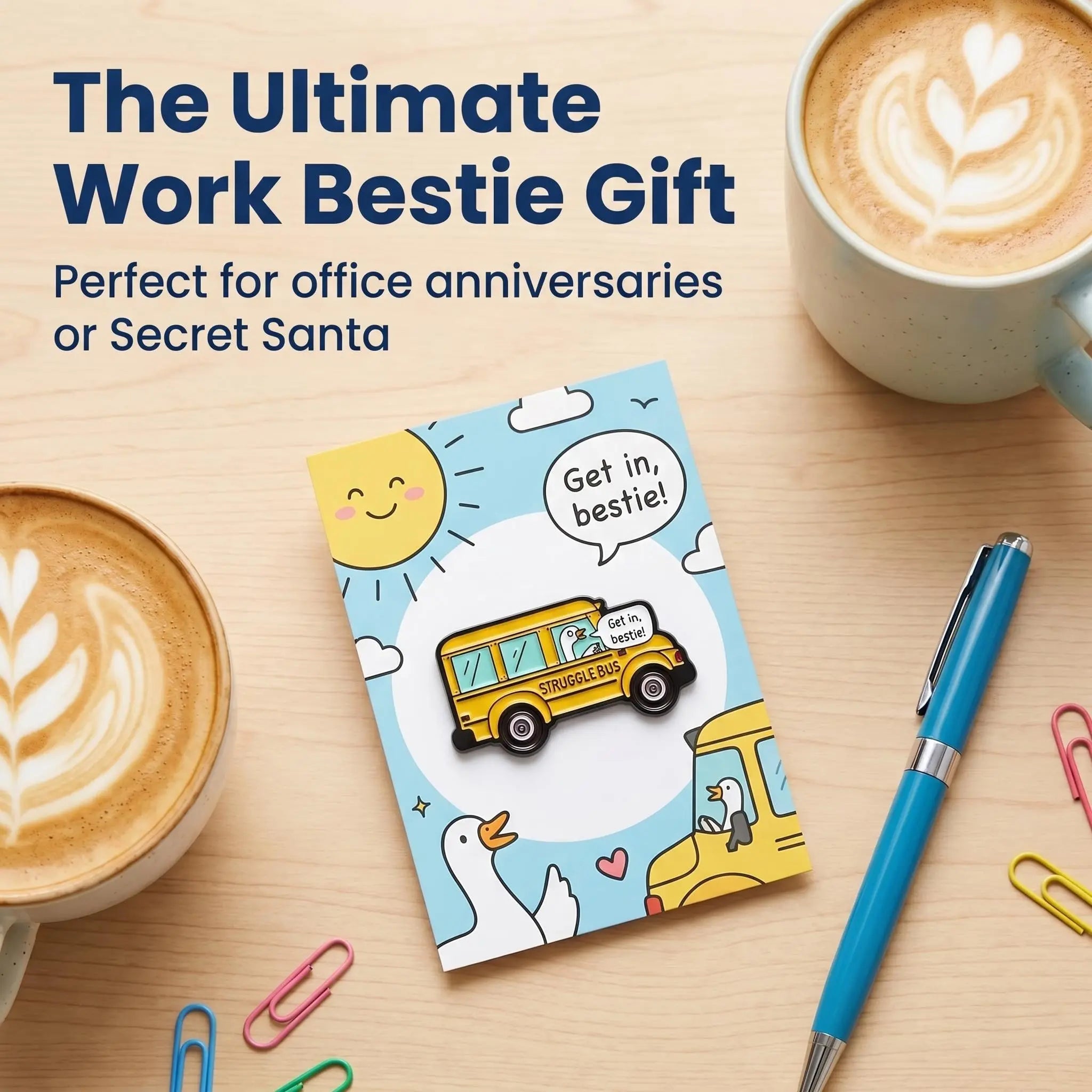 Struggle Bus Get In Bestie Enamel Pin | Funny Coworker Friendship Meme Lapel Pin