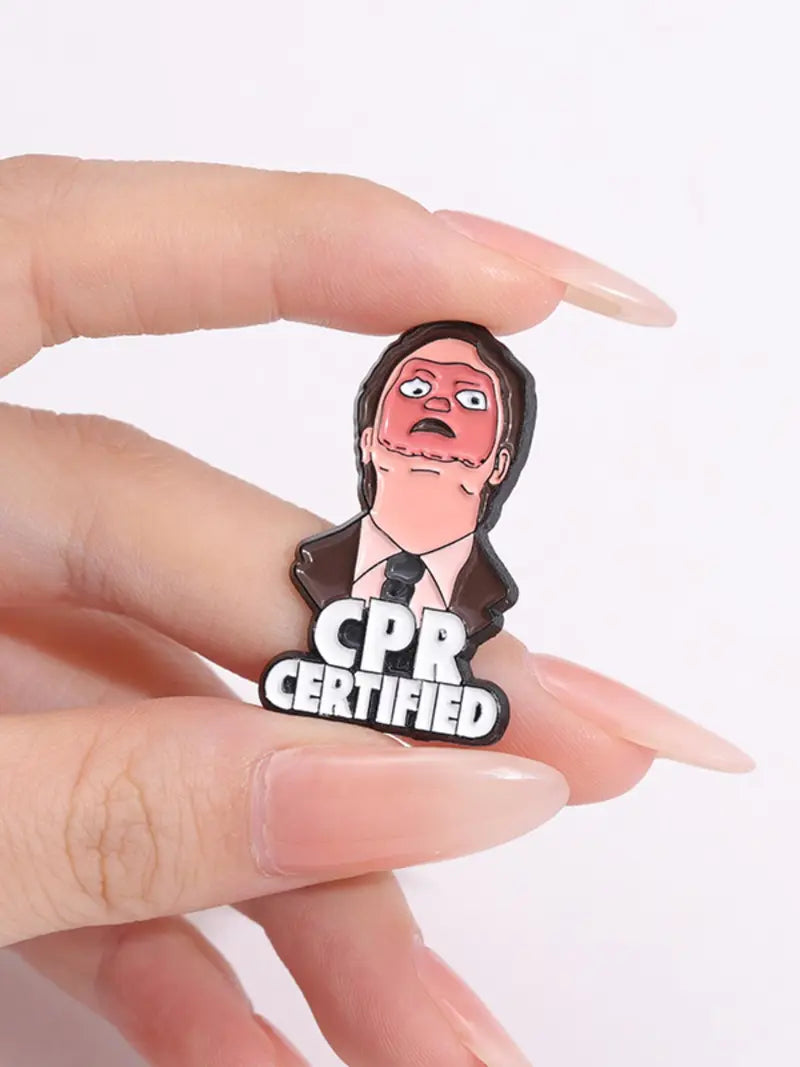 Dwight CPR Certified Enamel Pin | Funny Office Meme Lapel Pin