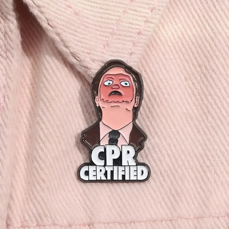 Dwight CPR Certified Enamel Pin | Funny Office Meme Lapel Pin