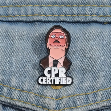 Dwight CPR Certified Enamel Pin | Funny Office Meme Lapel Pin