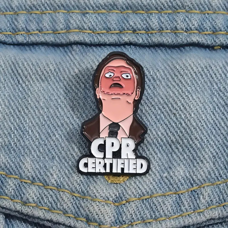 Dwight CPR Certified Enamel Pin | Funny Office Meme Lapel Pin