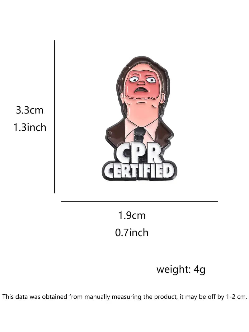 Dwight CPR Certified Enamel Pin | Funny Office Meme Lapel Pin