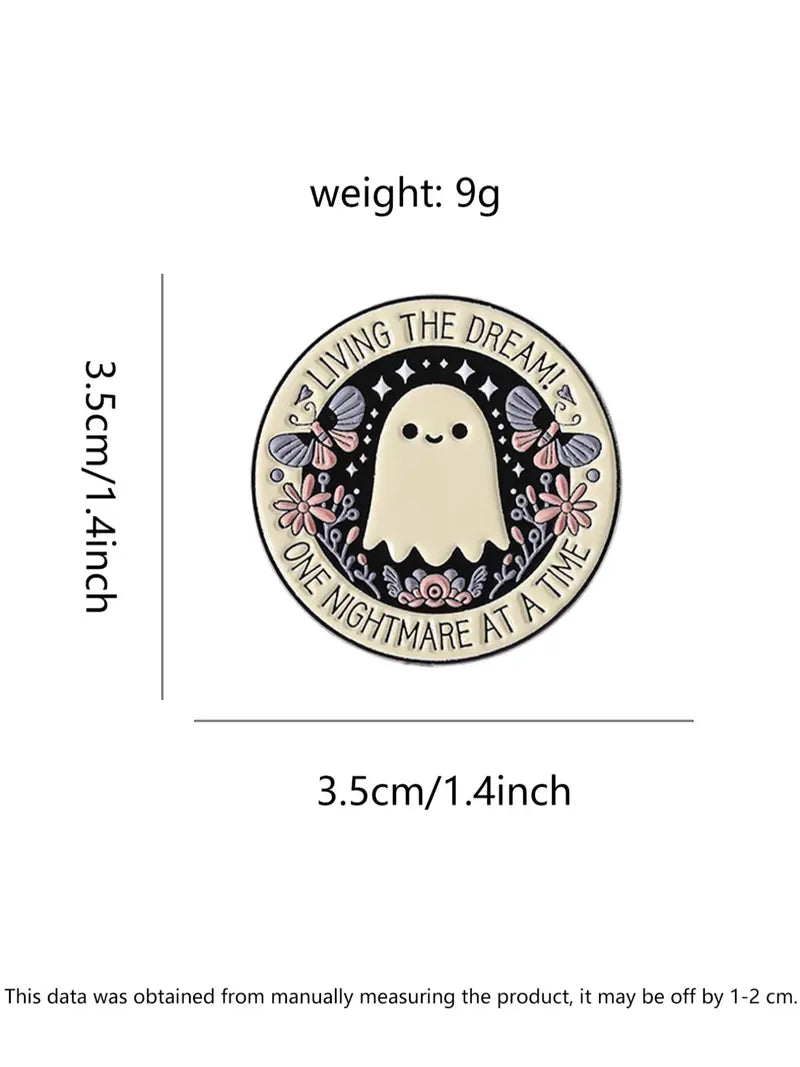 Living the Dream Ghost Enamel Pin | Funny Aesthetic Office Humor Lapel Pin