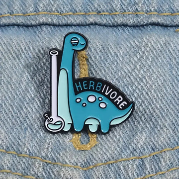 Herbivore Dinosaur Science Enamel Pin | Funny Chemistry Lab Lapel Pin