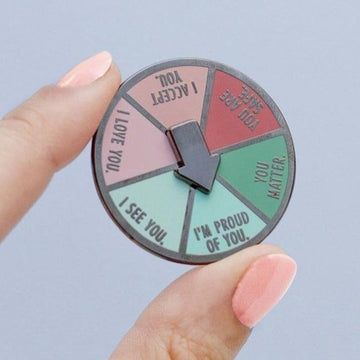 RETIRING Inner Child Interactive Spinner Enamel Pin