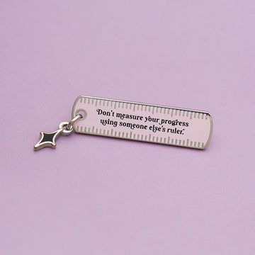 Progress Ruler with Charm Enamel Pin
