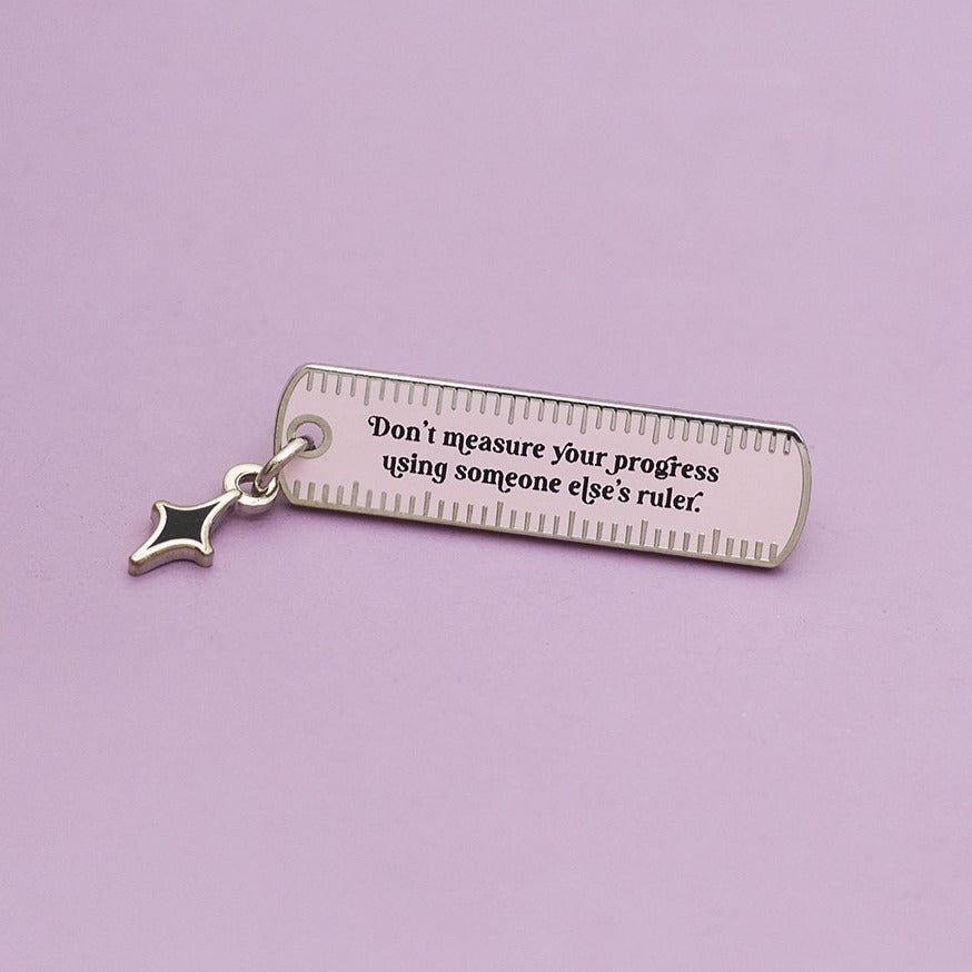 Progress Ruler with Charm Enamel Pin