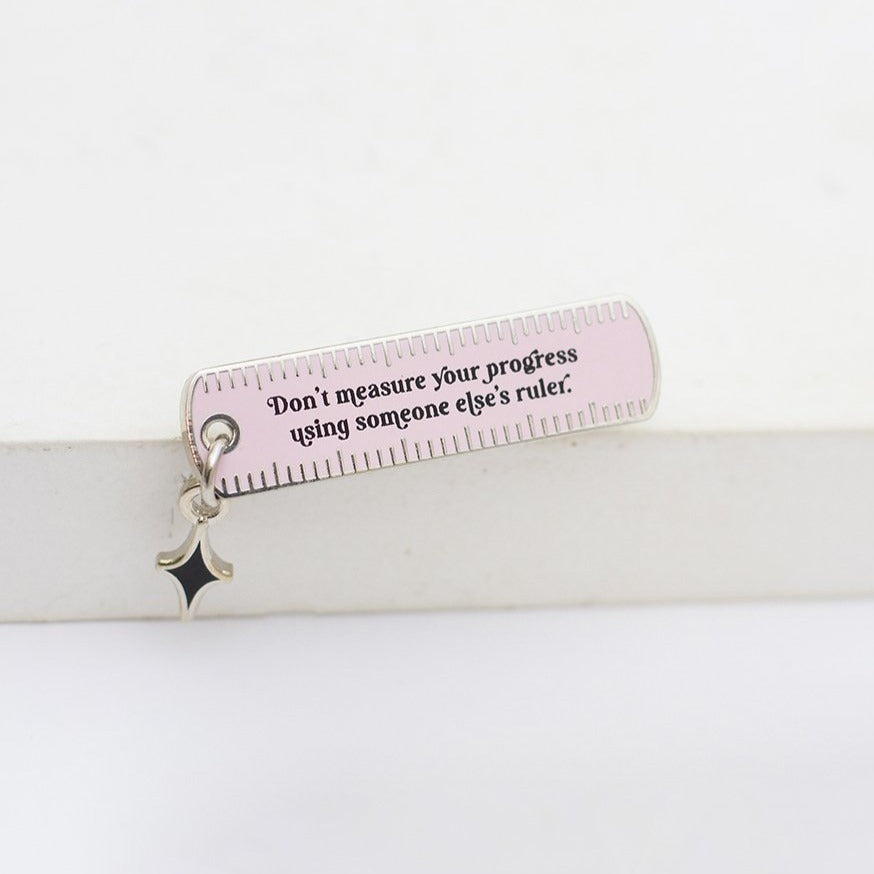 Progress Ruler with Charm Enamel Pin