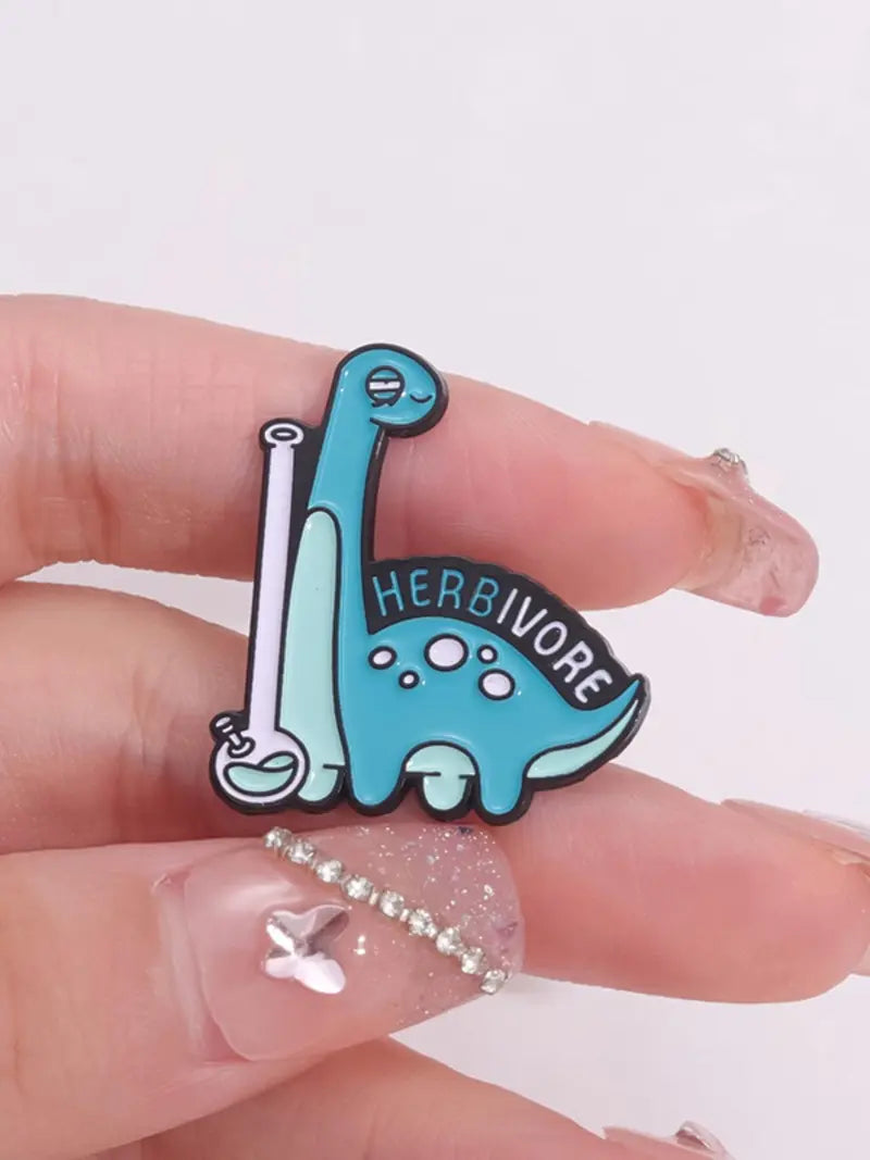 Herbivore Dinosaur Science Enamel Pin | Funny Chemistry Lab Lapel Pin