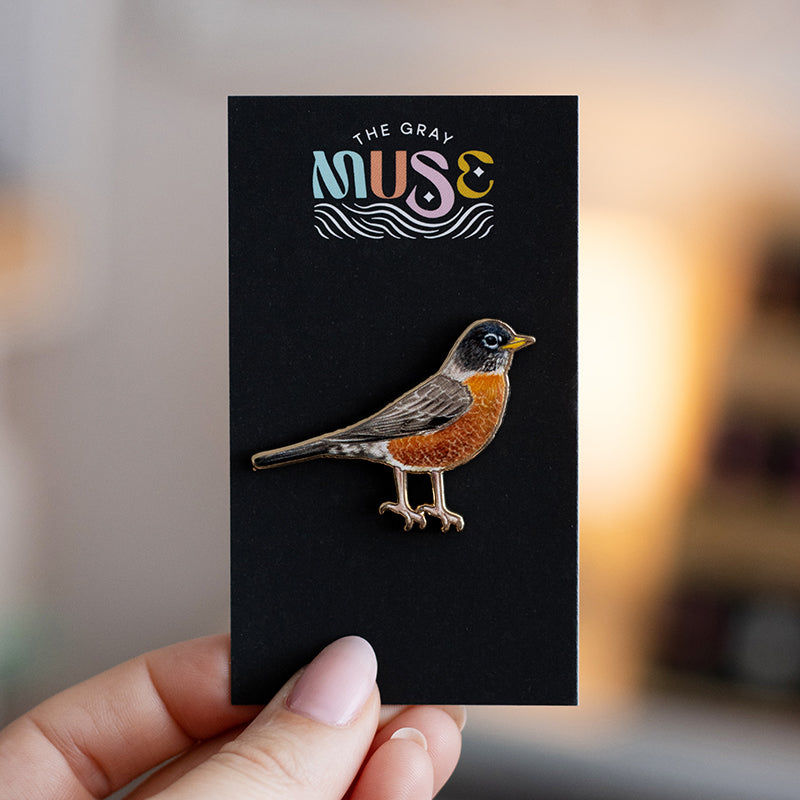 American Robin Bird Enamel Pin | Connecticut, Michigan, Wisconsin State Bird
