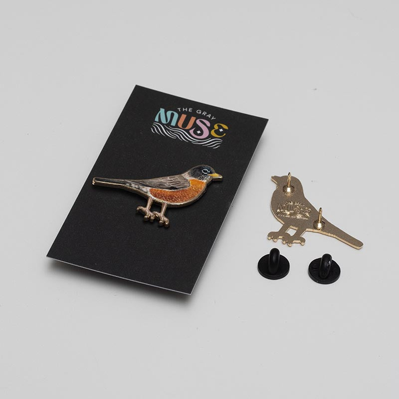 American Robin Bird Enamel Pin | Connecticut, Michigan, Wisconsin State Bird