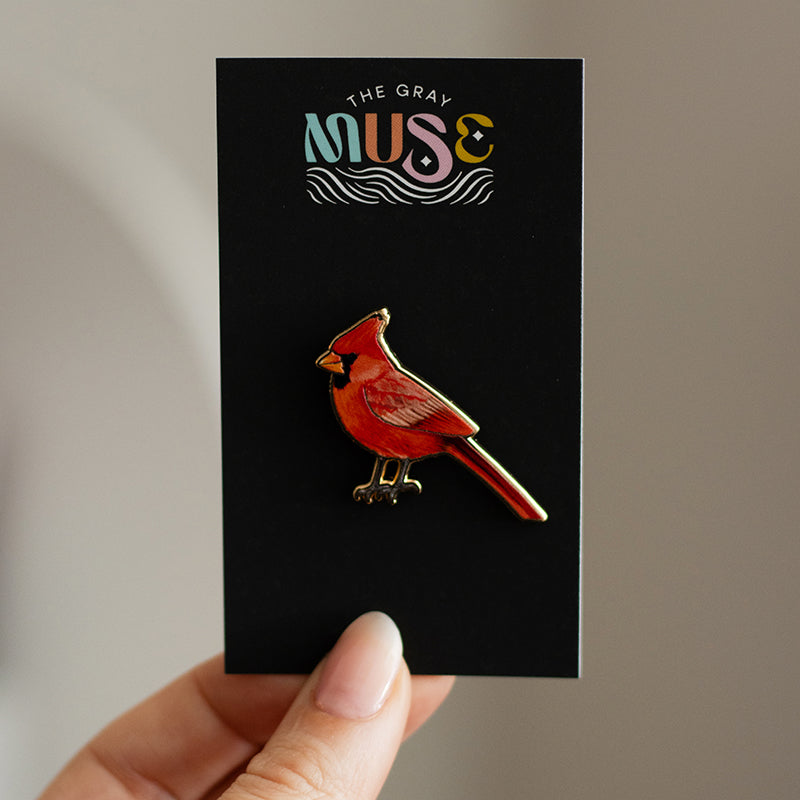 Northern Red Cardinal Bird Enamel Pin | Illinois, Indiana, Kentucky, North Carolina, Ohio, Virginia, West Virginia State Bird