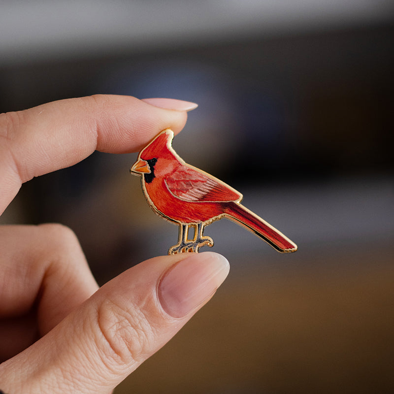 Northern Red Cardinal Bird Enamel Pin | Illinois, Indiana, Kentucky, North Carolina, Ohio, Virginia, West Virginia State Bird