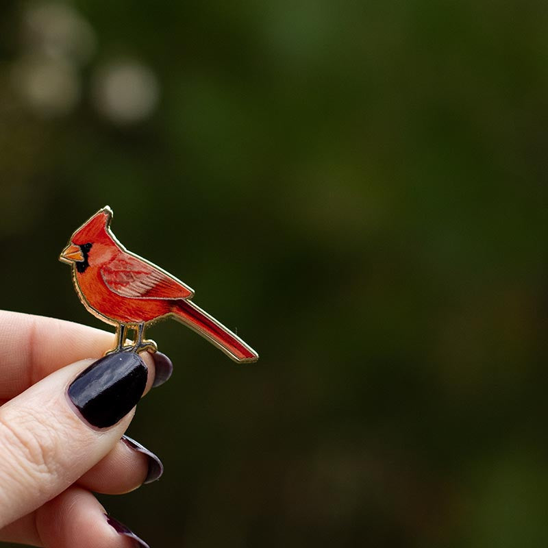 Northern Red Cardinal Bird Enamel Pin | Illinois, Indiana, Kentucky, North Carolina, Ohio, Virginia, West Virginia State Bird