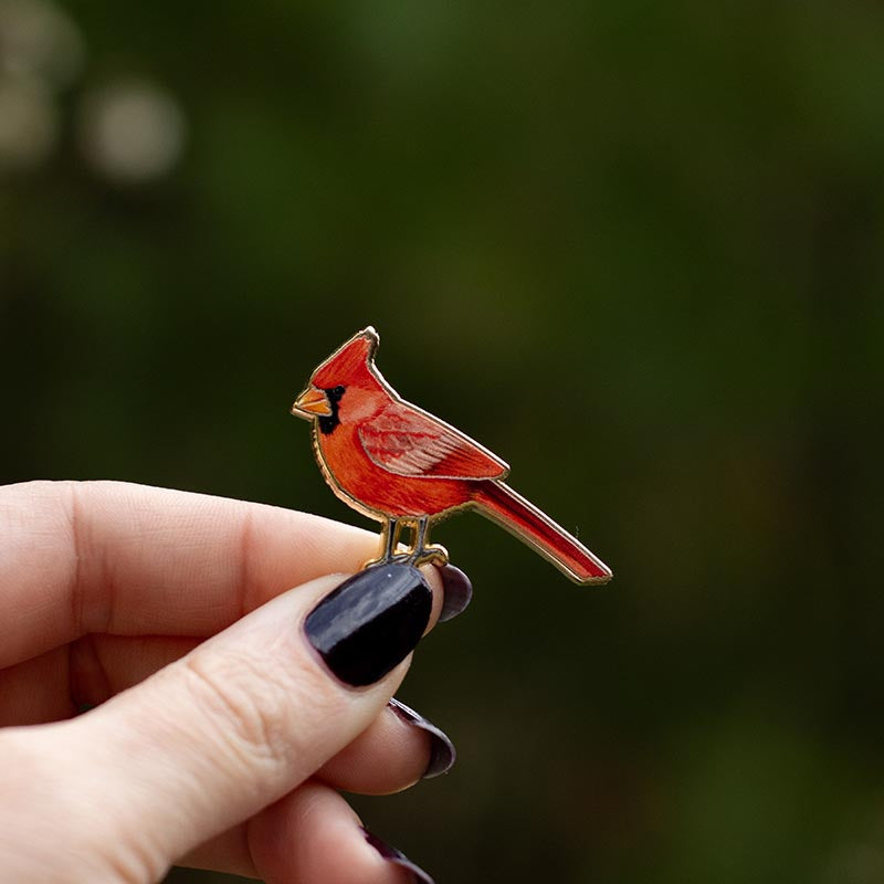 Northern Red Cardinal Bird Enamel Pin | Illinois, Indiana, Kentucky, North Carolina, Ohio, Virginia, West Virginia State Bird