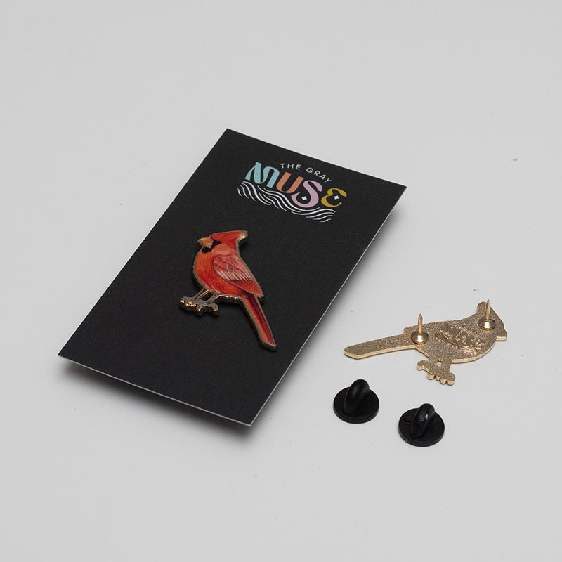 Northern Red Cardinal Bird Enamel Pin | Illinois, Indiana, Kentucky, North Carolina, Ohio, Virginia, West Virginia State Bird