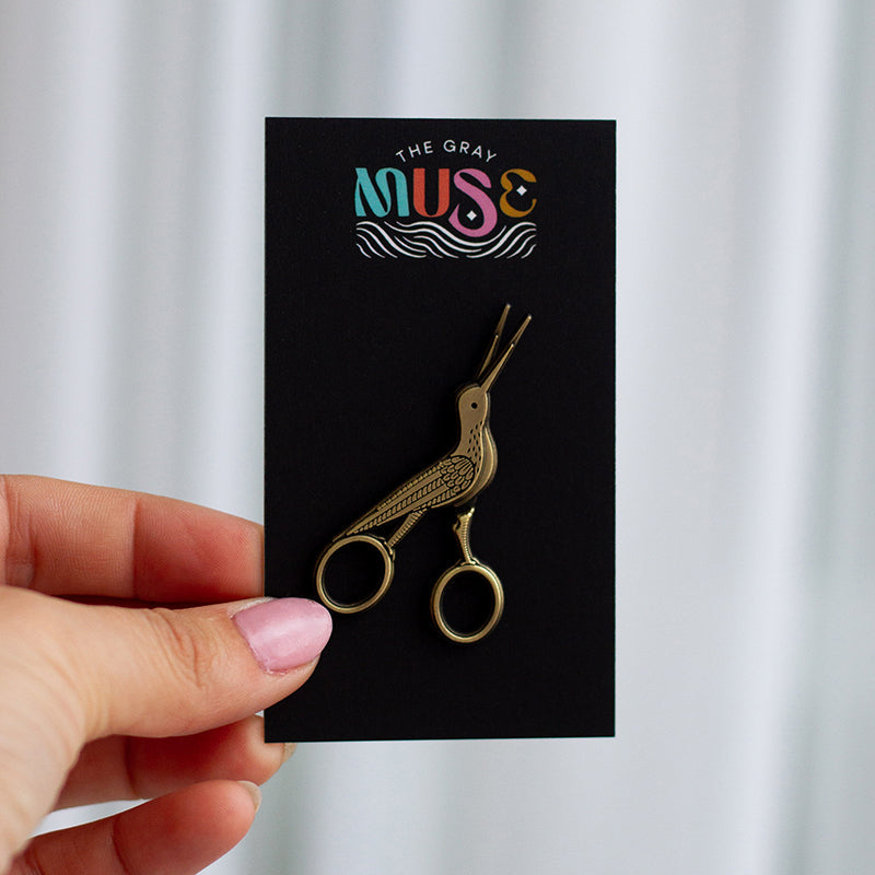 Embroidery Crane Interactive Scissors Enamel Pin (Limited Batch)