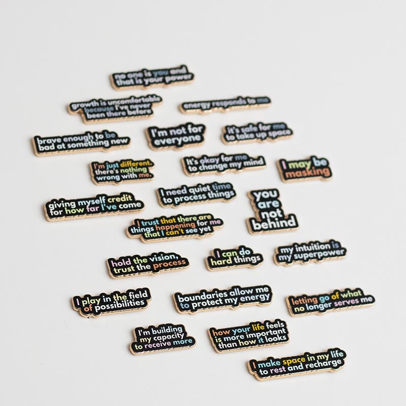 RETIRING Play in the Field of Possibilities Text Enamel Pin