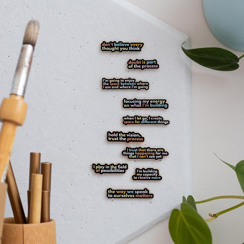 RETIRING Play in the Field of Possibilities Text Enamel Pin