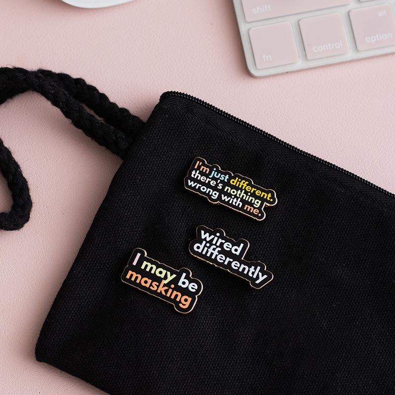 I May Be Masking Text Enamel Pin