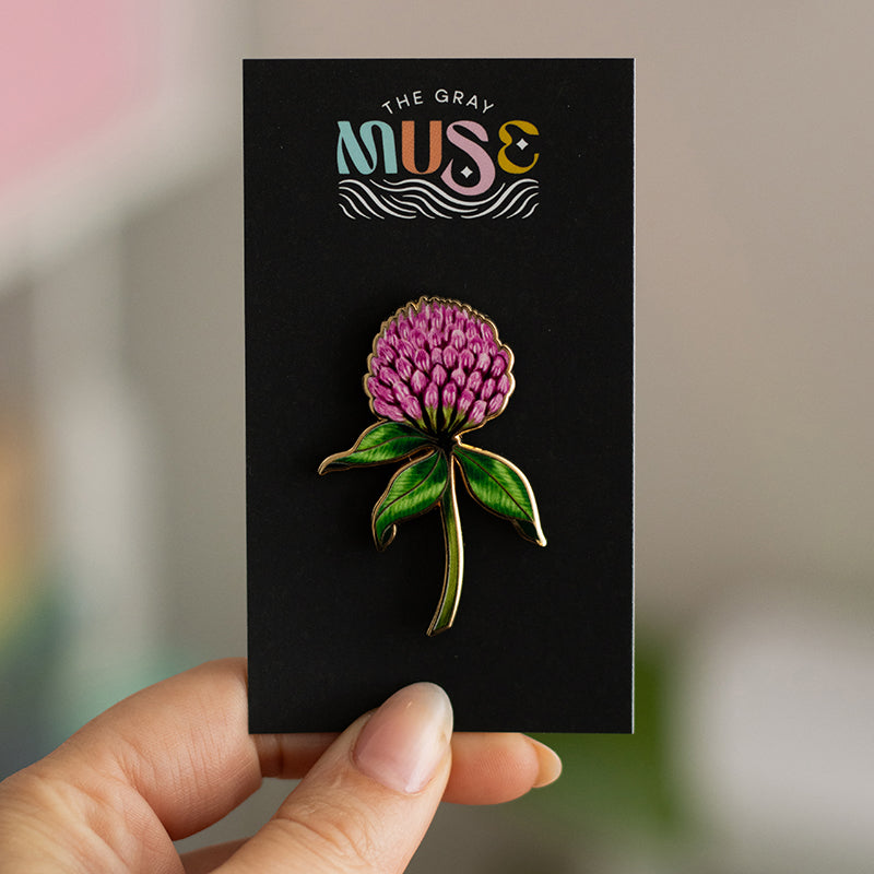 Red Clover Floral Enamel Pin | Vermont State Flower