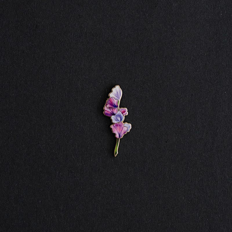 Sweet Pea v3 Floral Enamel Pin | April Birth Month Flower