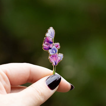 Sweet Pea v3 Floral Enamel Pin | April Birth Month Flower