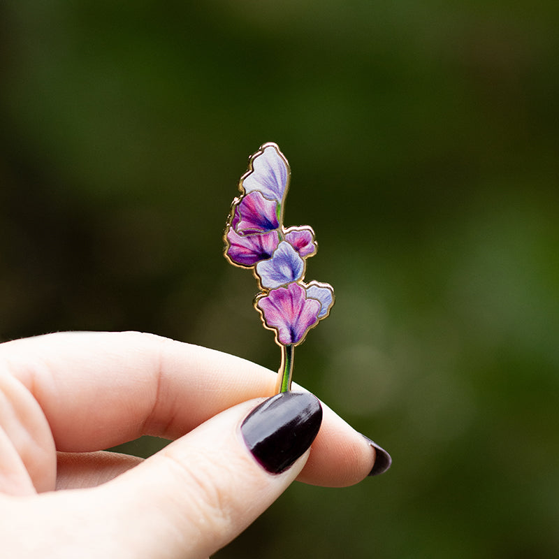 Sweet Pea v3 Floral Enamel Pin | April Birth Month Flower