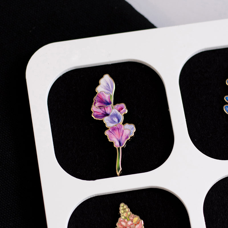 Sweet Pea v3 Floral Enamel Pin | April Birth Month Flower