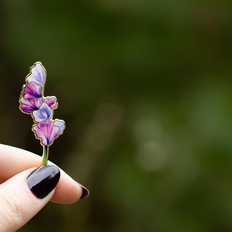 Sweet Pea v3 Floral Enamel Pin | April Birth Month Flower